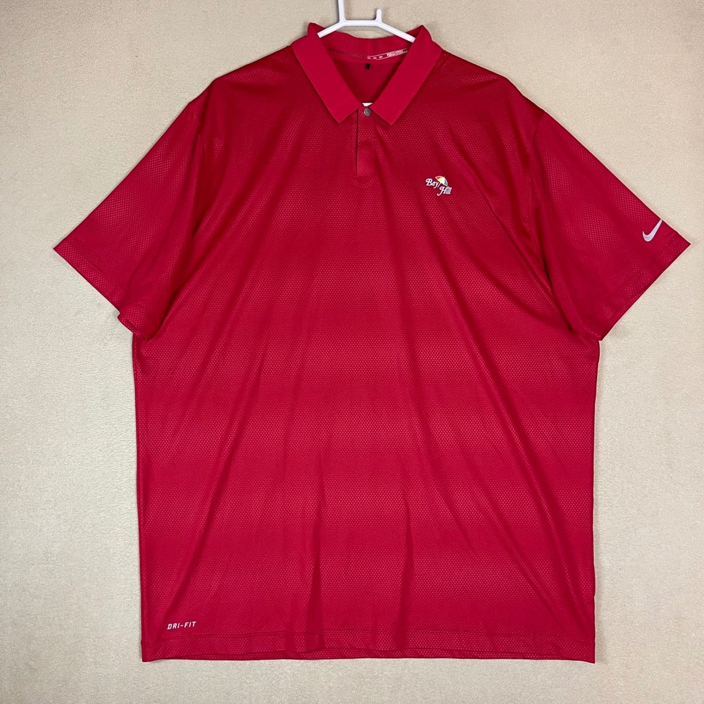 NIKE Tiger Woods Collection Bay Hill Golf Polo Shirt‎ Mens XXL Red Dri Fit